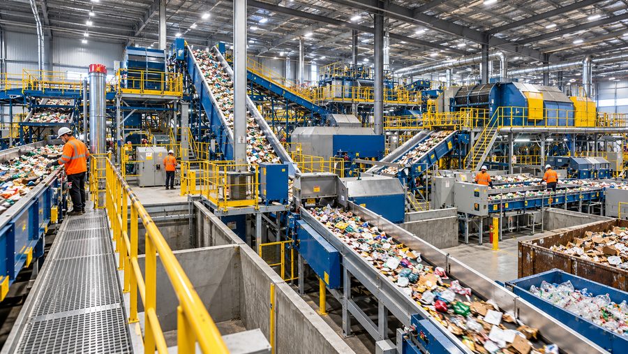 Conveyors and sorting equipment in a material recovery facility